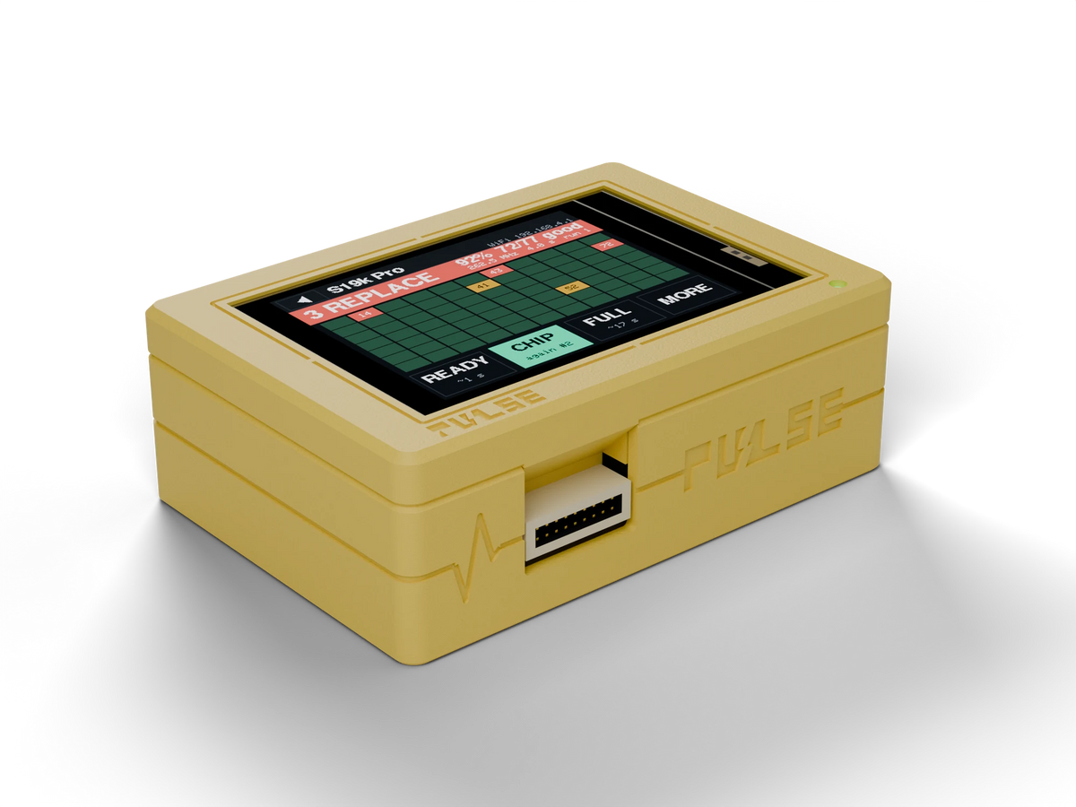 PULSE V1 Hashboard Tester, Yellow case, angled view